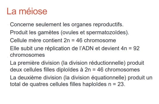 Méiose — division cellulaire réductionnelle schéma général